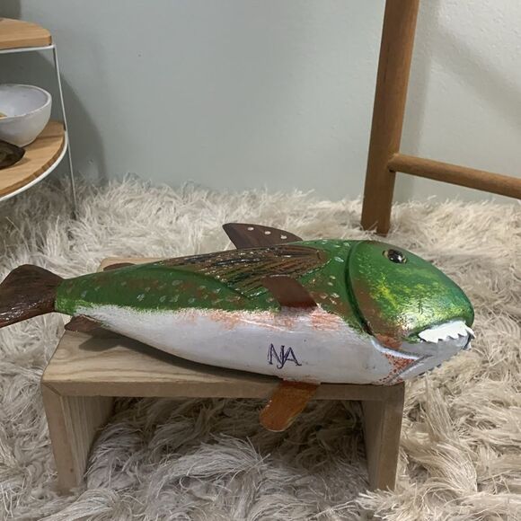 Handcrafted & Hand Painted Folk Art Wood & Metal Fish Spearing Decoy - Picture 13 of 17